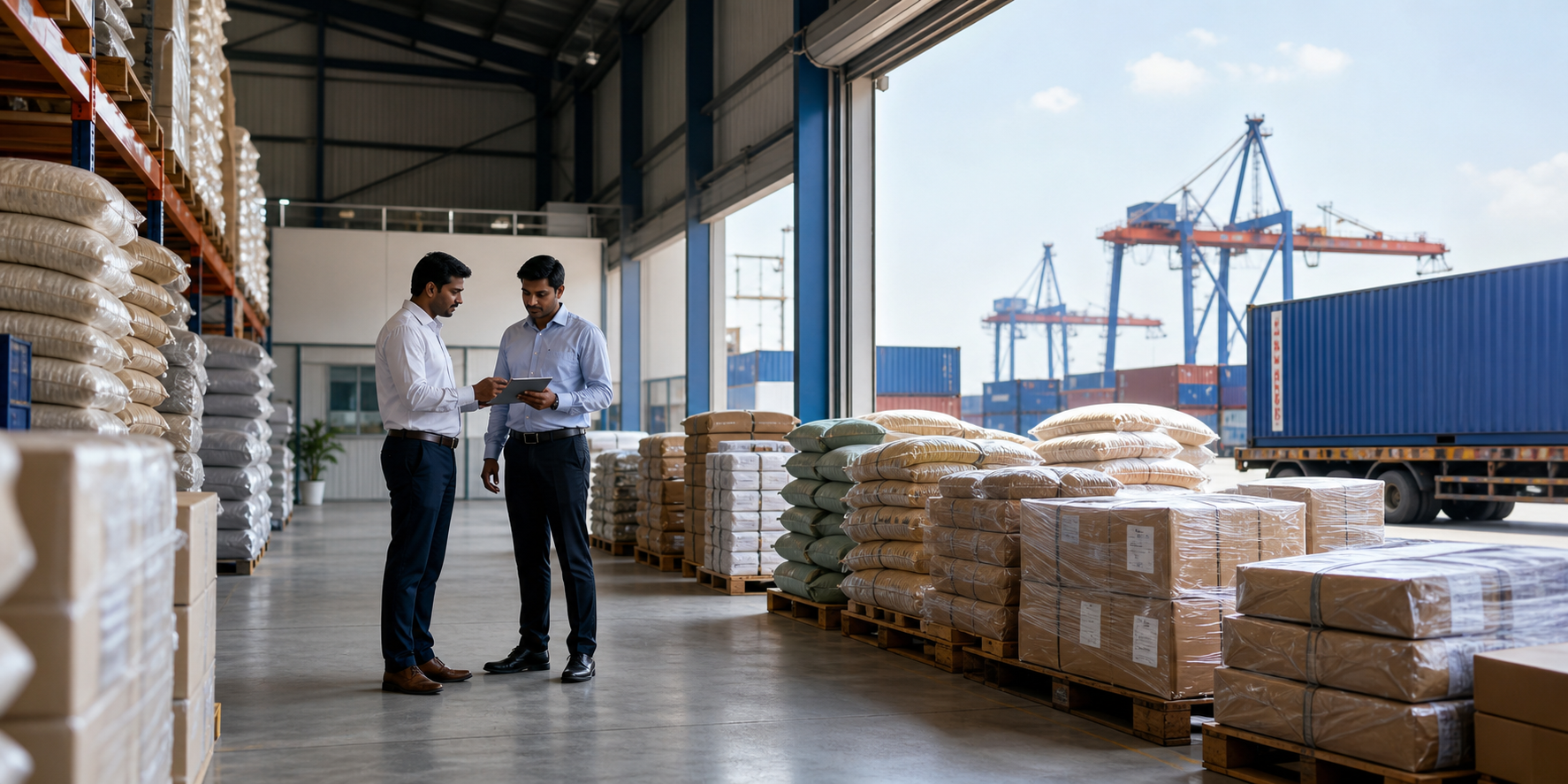 Procurement professionals coordinating organized bulk commodity dispatch